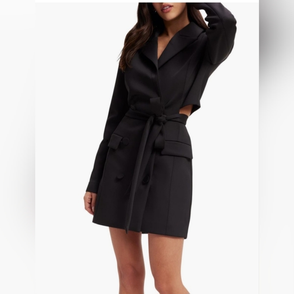 Good American Black Blazer Dress with Cutout